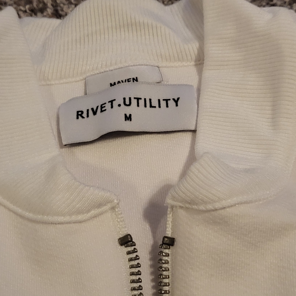 Rivet Utility Maven Jumpsuit - White Terry Cloth - M